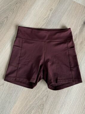 ZYIA Active High-Waist Biker Shorts with pocket - Burgundy